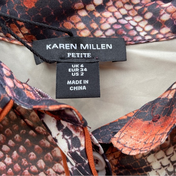 Karen Millen Pleated Collared Snakeskin Print Belted Maxi Shirtdress 2P NWT - Picture 10 of 13